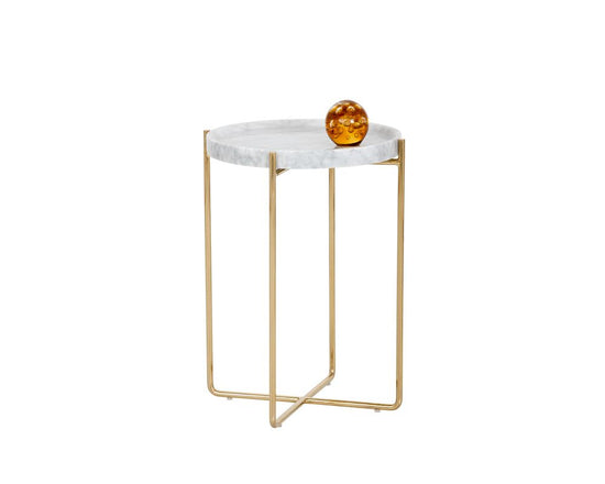 Sunpan Liv Side Table - White Marble