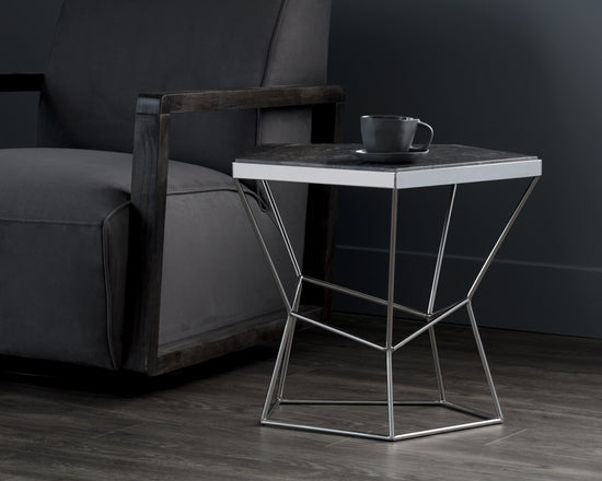 Sunpan Nathaniel End Table - Grey Marble