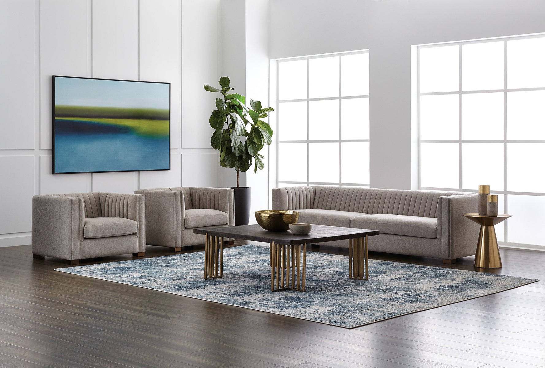 Sunpan Carmel Side Table - Stainless Steel/Yellow Gold