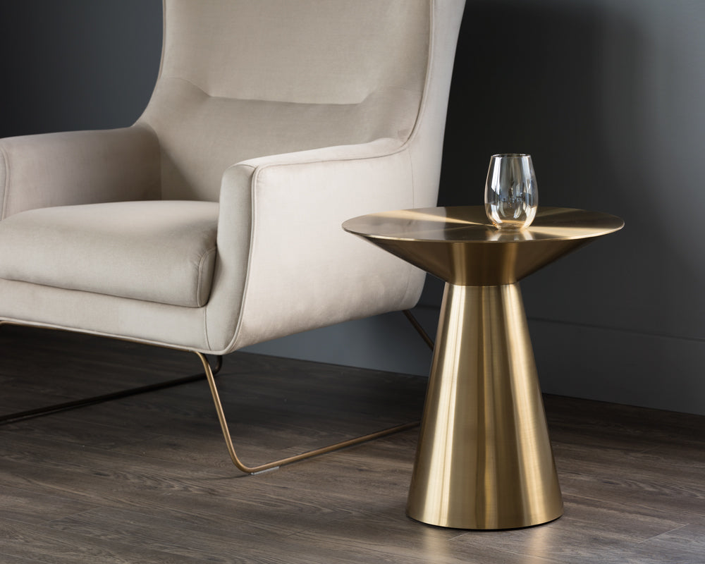 Sunpan Carmel Side Table - Stainless Steel/Yellow Gold