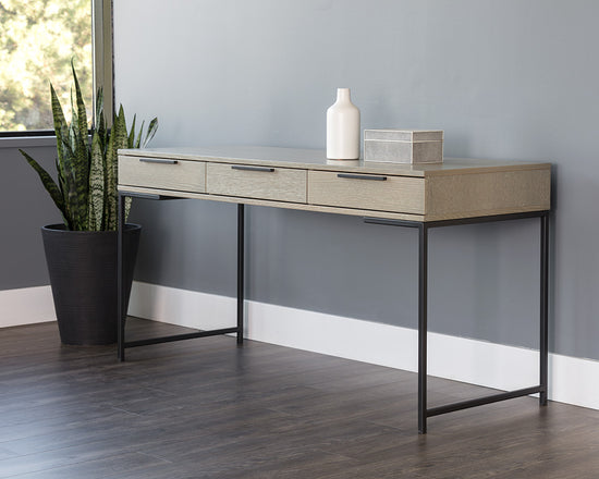 Sunpan Rebel Desk in Black with Taupe / Raw Umber / Champagne Gold - Cream