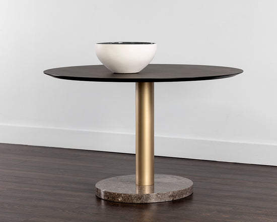 Sunpan Monaco Dining Table - Gold - Light Grey Marble / Charcoal Grey - 48"