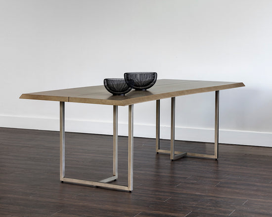 Sunpan Donnelly Dining Table In Antique Brass and Dark Mango/Ash Grey - 95"