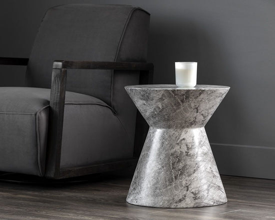 Sunpan Astley End Table - Marble Look - Grey