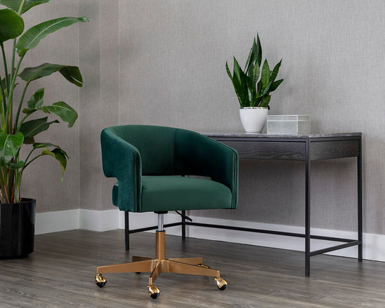 Sunpan Claren Office Chair in Deep Green Sky / Gold Sky