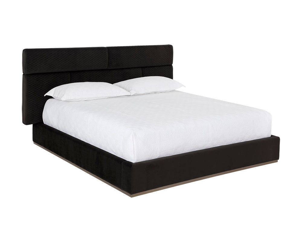 Sunpan Beckham Bed - King - Chacha Cream/Quilted Abbington Charred Brown