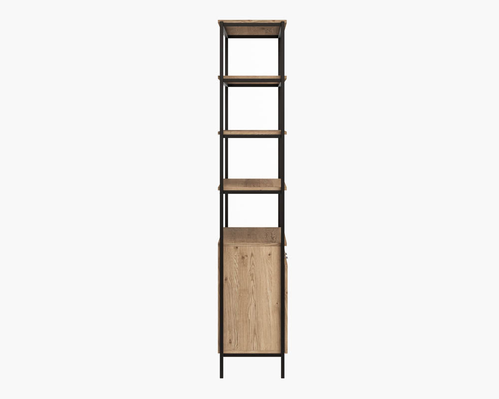 Sunpan Ambrose Modular Bookcase in Champagne Gold And Cream/Rustic Oak And Black - Large