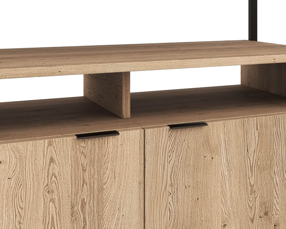 Sunpan Ambrose Modular Bookcase in Champagne Gold And Cream/Rustic Oak And Black - Large