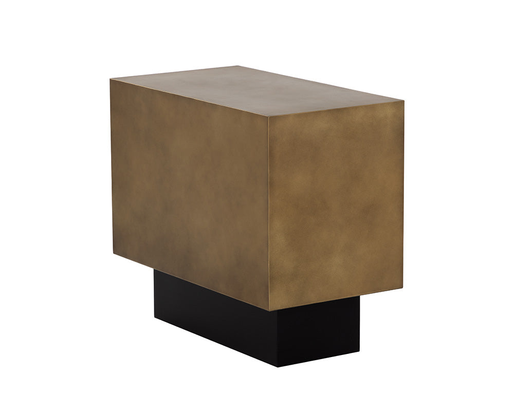 Sunpan Blakely End Table in Antique Brass / Gunmetal