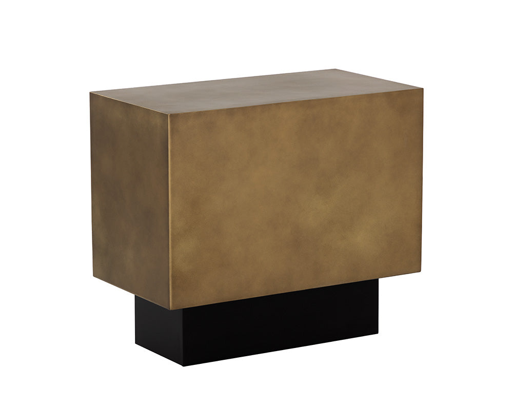 Sunpan Blakely End Table in Antique Brass / Gunmetal