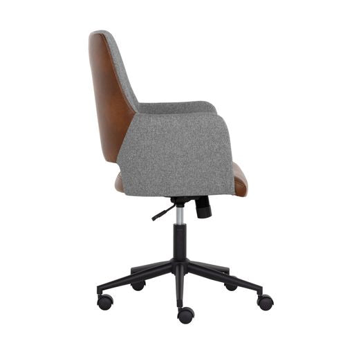 Sunpan Ian Office Chair - Bravo Cognac/Salt and Pepper Tweed