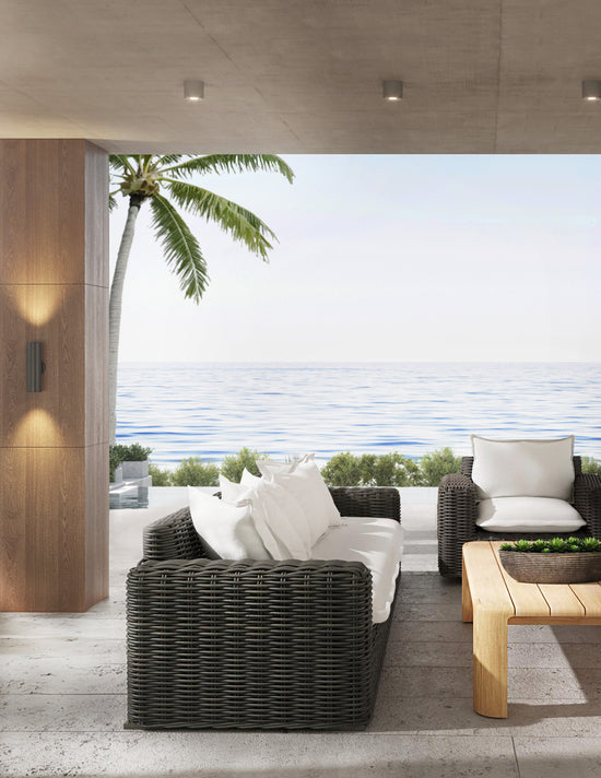 Sunset West Cabo Loveseat in Soothe Pearl with Flange Welt