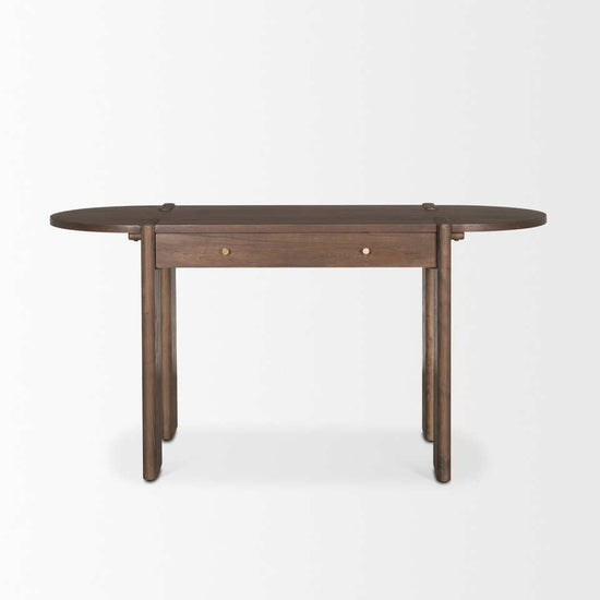 Mercana Sohan Dark Brown Elm Wood Oblong Desk