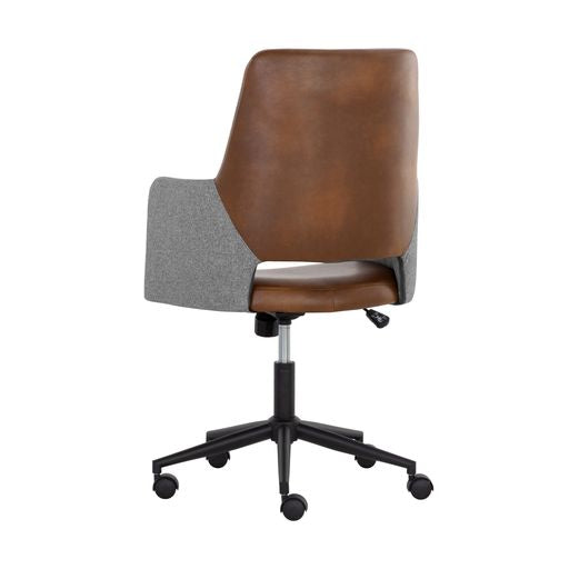 Sunpan Ian Office Chair - Bravo Cognac/Salt and Pepper Tweed