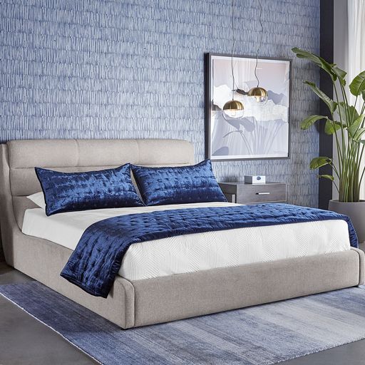 Sunpan Senna Bed Queen / King Belfast Heather Grey