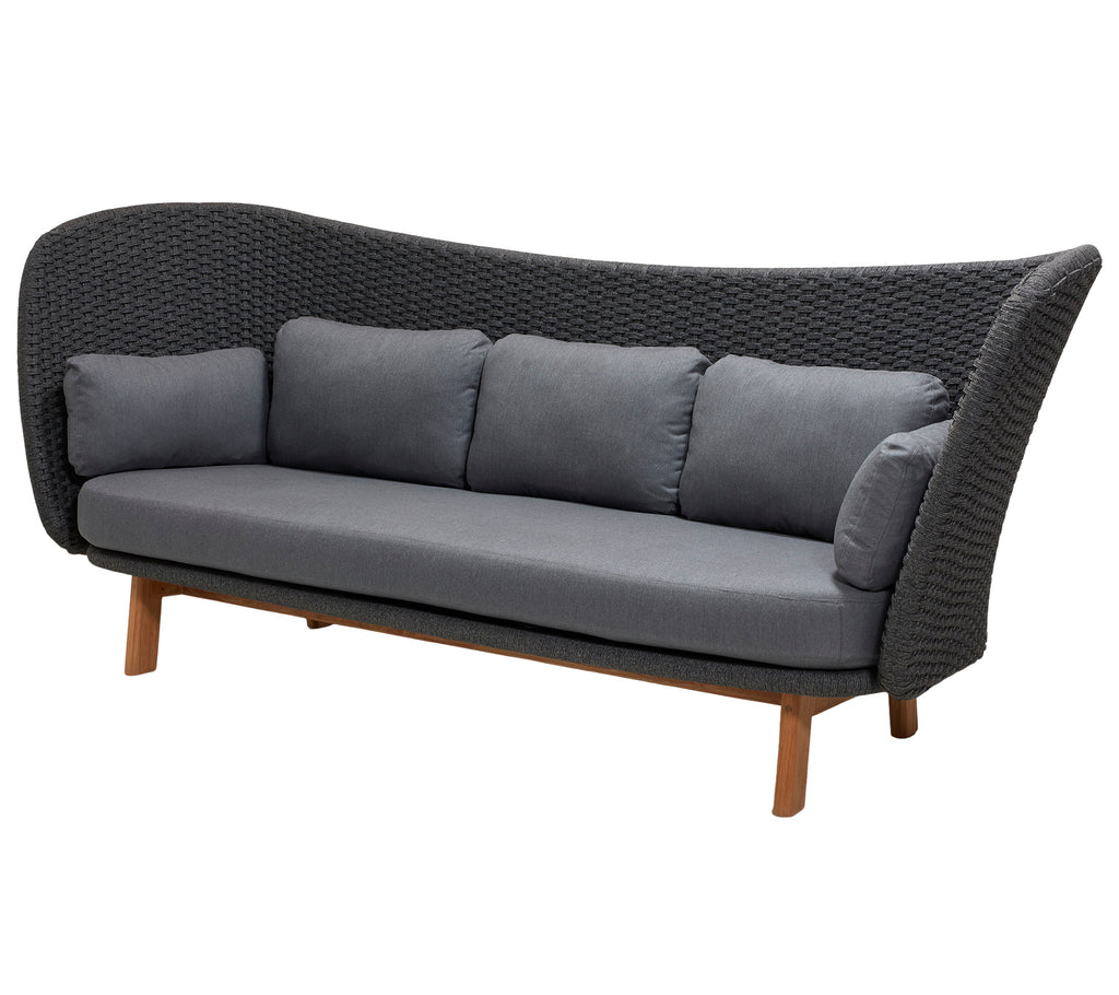Cane-Line Peacock Wing 3-Seater Sofa With Teak Legs And Grey Cane-line Natte Cushions