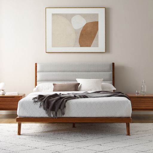 Greenington Mercury Upholstered Queen/Eastern King Platform Bed, Amber