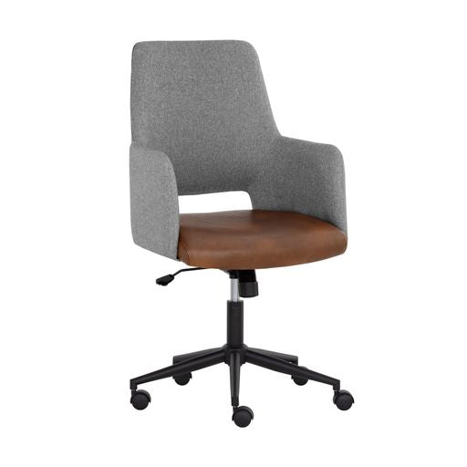 Sunpan Ian Office Chair - Bravo Cognac/Salt and Pepper Tweed