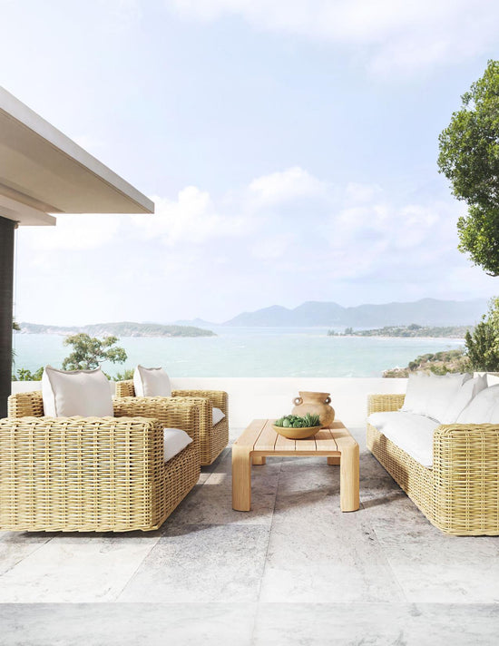 Sunset West Playa Sofa in Soothe Pearl with Flange Welt