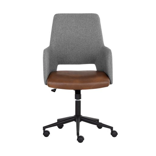 Sunpan Ian Office Chair - Bravo Cognac/Salt and Pepper Tweed