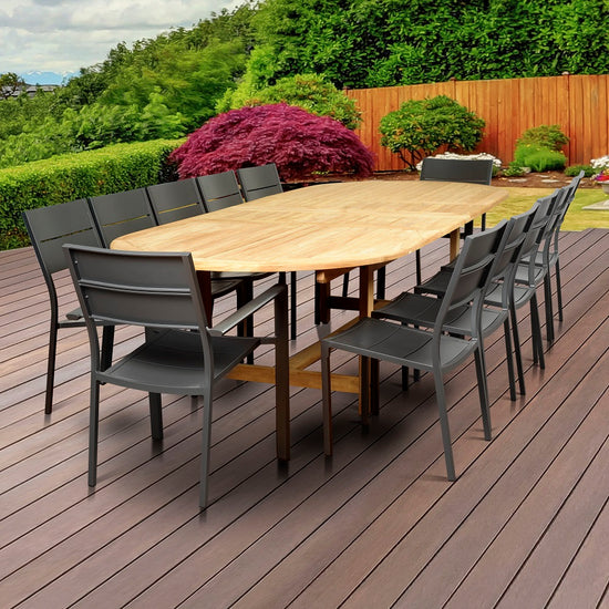 International Home Miami Amazonia Koningsdam 13 Piece Teak Double Extendable Rectangular Patio Dining Set