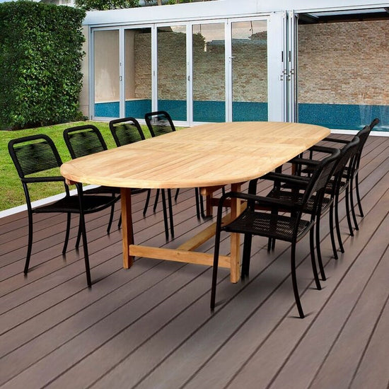 International Home Miami Amazonia Oosterdam 9 Piece Teak Double Extendable Rectangular  Patio Dining Set