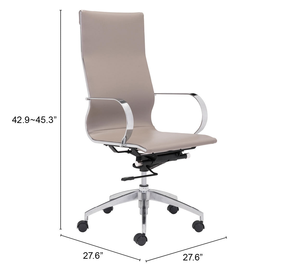 Zuo Modern Glider High Back Office Chair Taupe