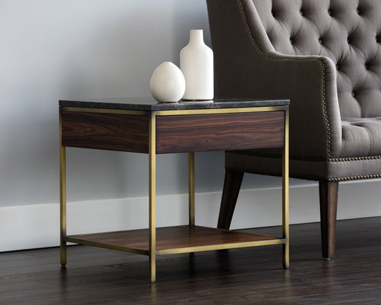 Sunpan Stamos End Table - Gold - Zebra Brown