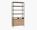 Sunpan Ambrose Modular Bookcase in Champagne Gold And Cream/Rustic Oak And Black - Large