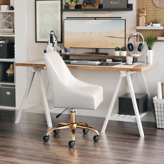 Zuo Modern Madelaine Office Chair in White and Gold