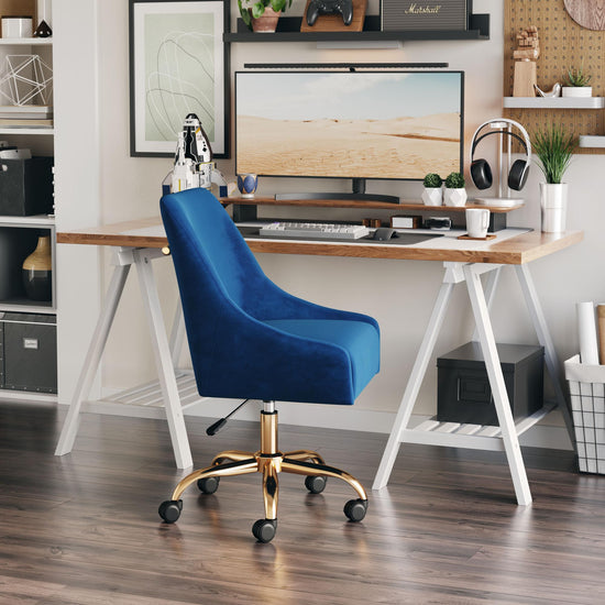 Zuo Modern Madelaine Office Chair Navy Blue and Gold