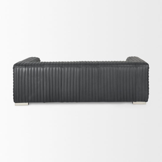 Mercana Ricciardo Black Leather Wrapped Three Seater Sofa