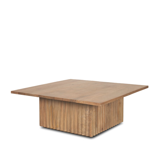 Mercana June Light Brown Wood With Fluting Square Coffee Table