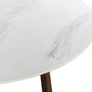 Sunpan Flores Dining Table 53" in Ebony Brown-White Marble / Pake Honey-White Marble