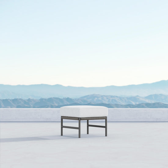 Azzurro Living Avalon Ottoman With Matte Charcoal Aluminum Frame And Lava Gray All-Weather Rope