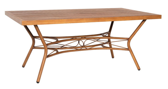 Woodard Rectangular Slatted Top Umbrella Dining Table