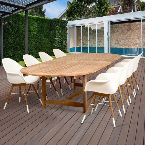International Home Miami Amazonia Charlotte 9 Piece Teak Double Extendable Rectangular Patio Dining Set