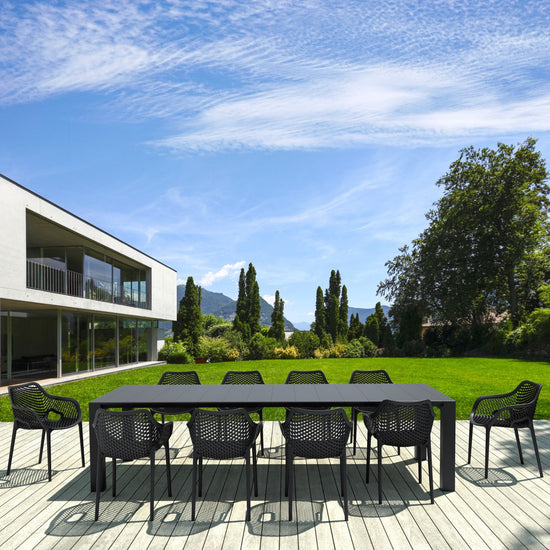 Compamia Air XL Extension Dining Set 11 Piece in Black/Taupe/Dove Gray/White