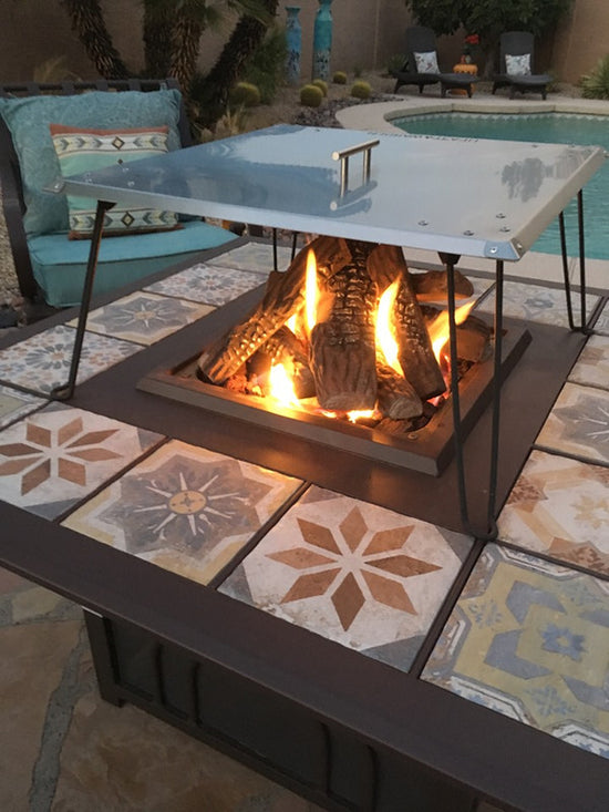 AZ Patio Heaters Heat Warden Fire Pit Heat Deflector in Stainless Steel