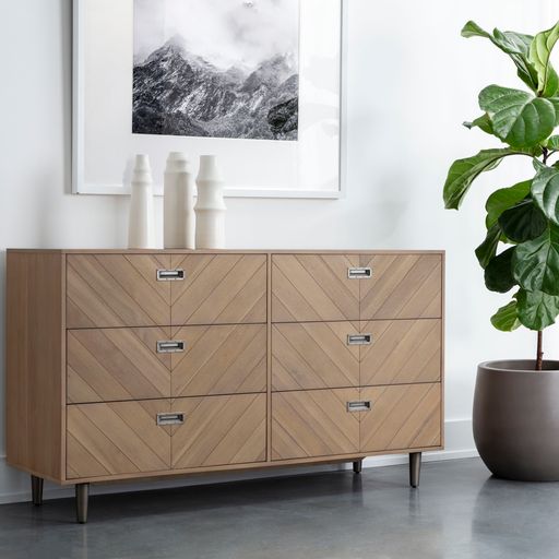 Sunpan Greyson Dresser in Smoke / Light Acacia