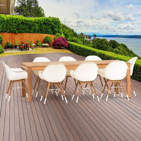 International Home Miami Amazonia Charlotte 9 Piece Teak Rectangular Patio Dining Set