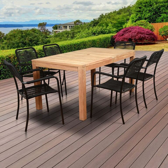 International Home Miami Amazonia Oosterdam 7 Piece Teak Rectangular Patio Dining Set