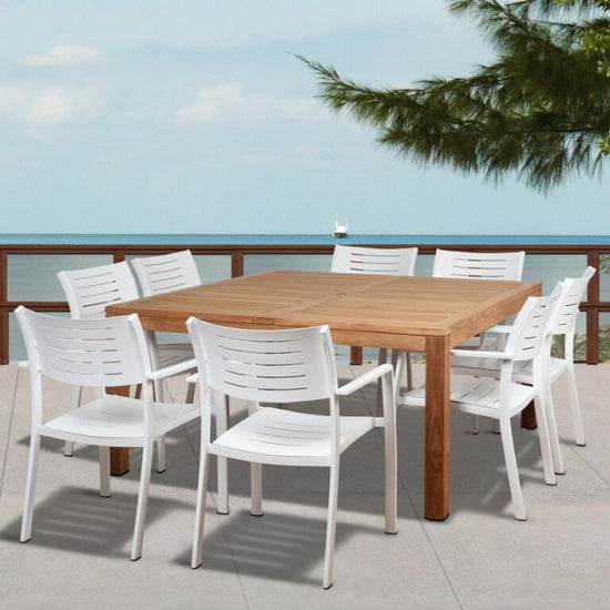 International Home Miami Amazonia Noordam 9 Piece Teak Square Patio Dining Set