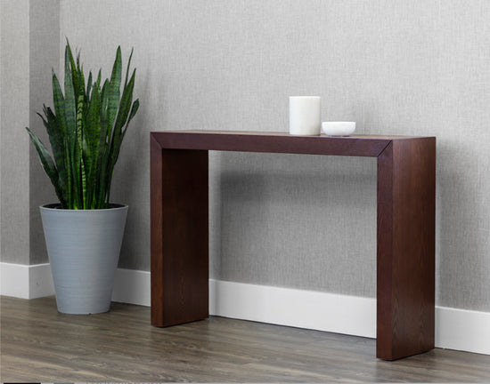 Sunpan Arch Console Table - Mahagony/High Gloss White